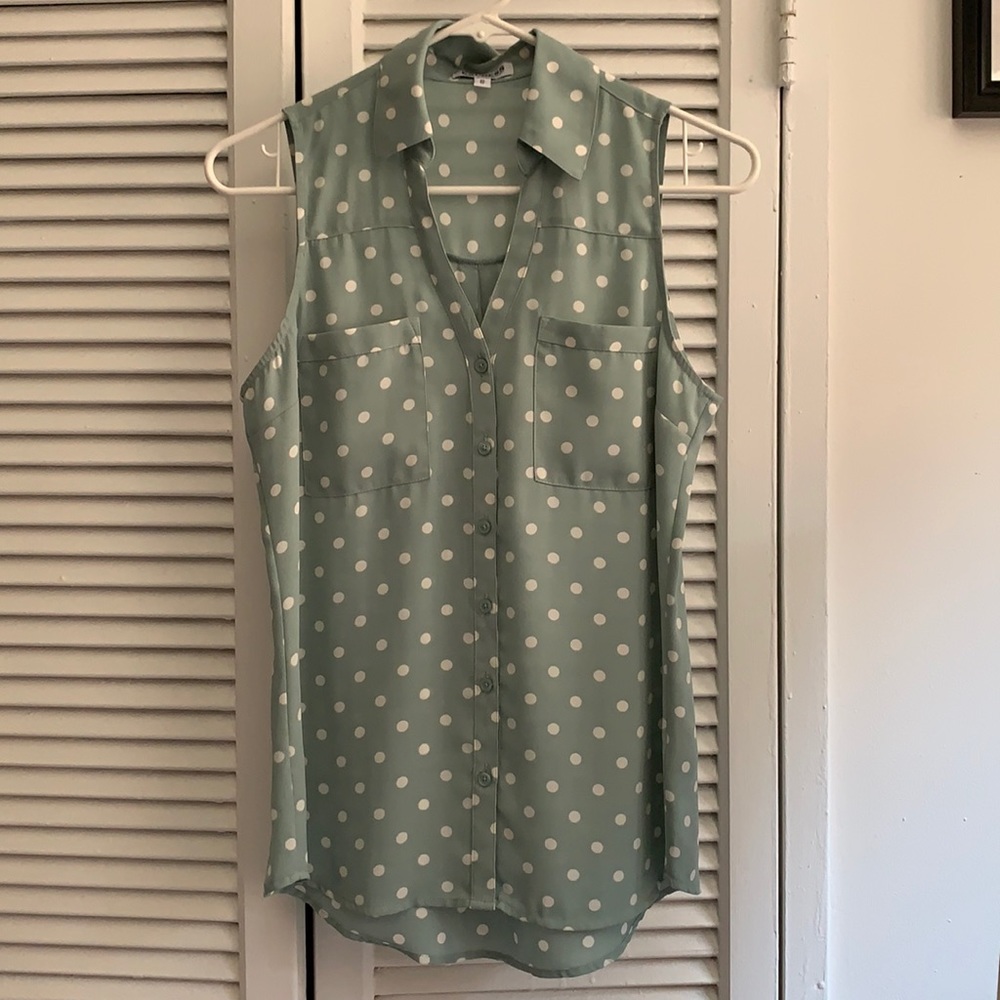 Express Portofino Polka Dot Shirt XS- Teal / White